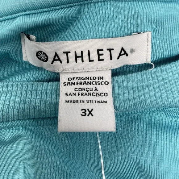 Athleta Santorini Cinch Dress Womens 3X Aqua Blue Modal Blend Sleeveless Midi - Picture 5 of 10